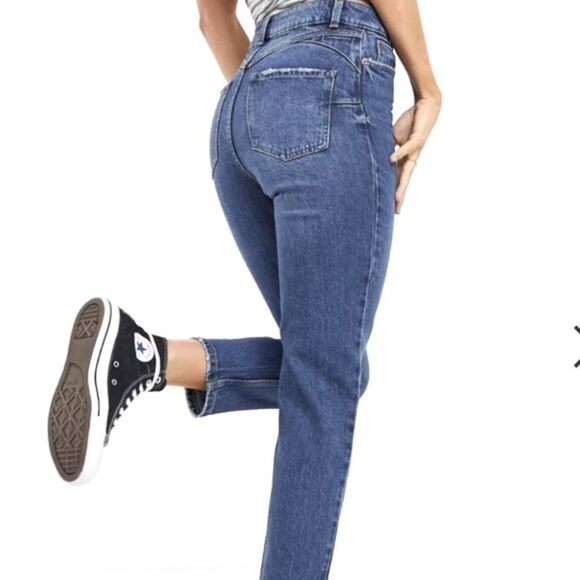ASOS “New Look Lift “ Shape Mom Jeans Vintage Inspired Yoke Stitching SZ 2P - Picture 4 of 16